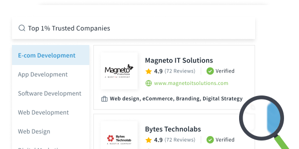 SelectedFirms verified agency search interface showing trusted software companies.