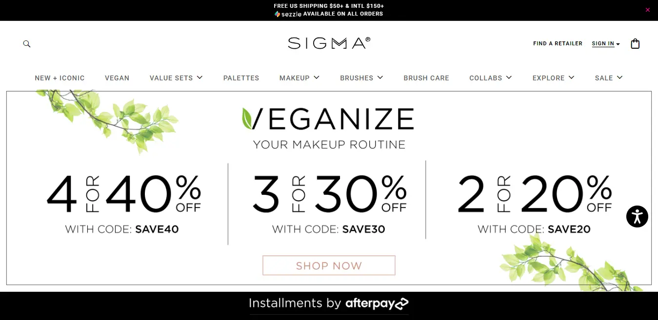 Sigma Beauty Website ScreenShot