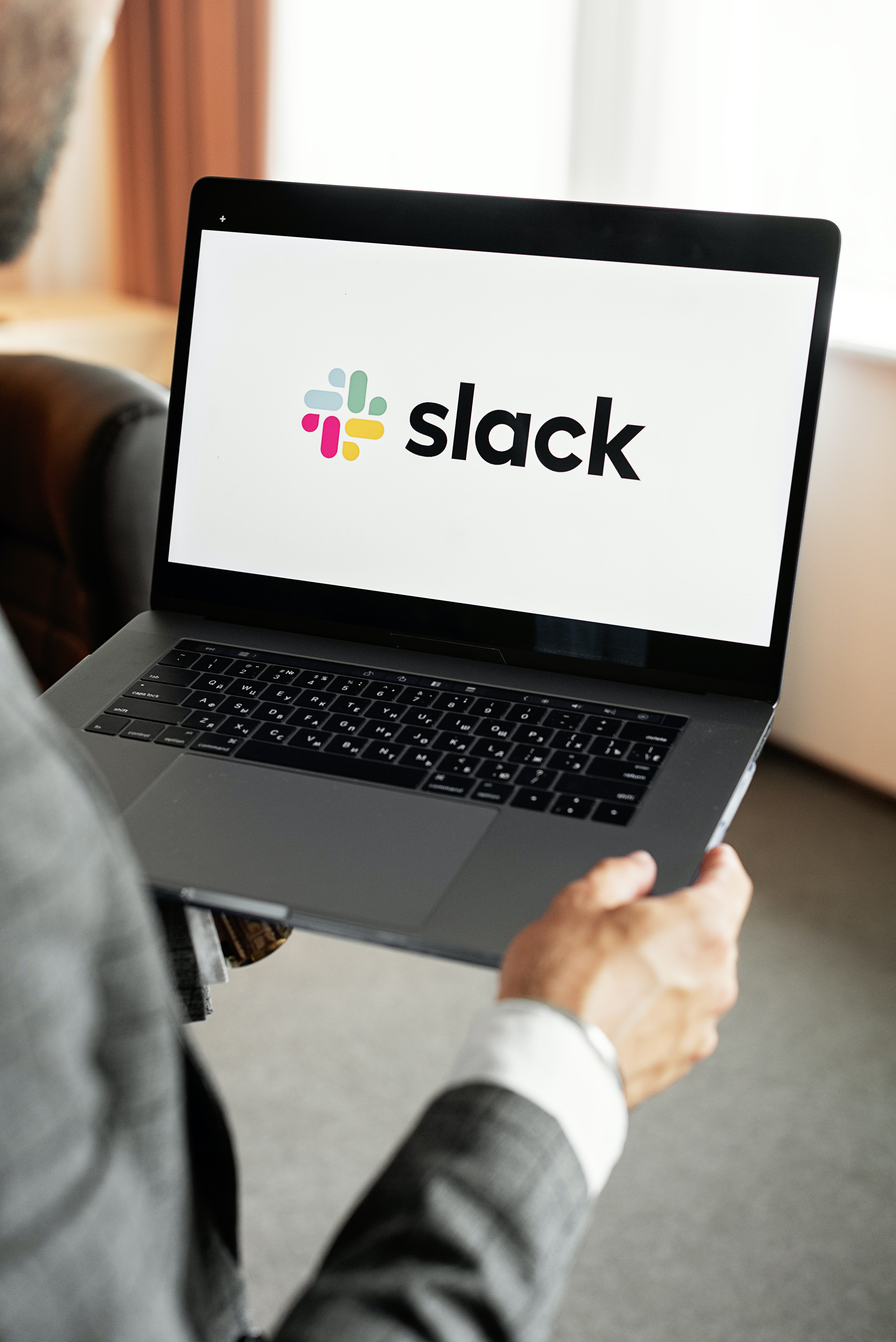 Slack Logo on Laptop